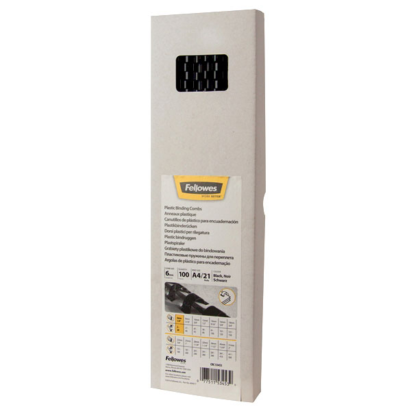 Пружина пластиковая Fellowes, 6 мм. Цвет: черный, 100 шт, шт