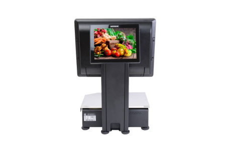 Весы с печатью этикетки POSCenter PC200C3V2 со вторым монитором покупателя 8,4" (15", емкостной, RAM 2Gb/HDD 500Gb) Windows 7, черный моноблок Flytech
