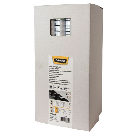 Пружина пластиковая Fellowes, 25 мм. Цвет: белый, 50 шт, шт