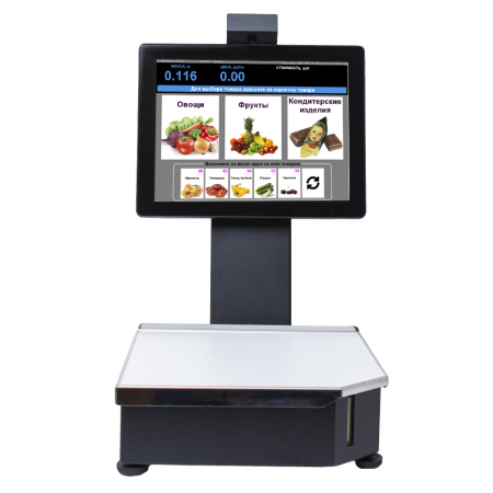 Весы с печатью этикетки POSCenter PC200C3V2 Intropy с камерой распознавания товара (15", емкостной, RAM 2Gb/HDD 500Gb) Windows 7, черный моноблок Flytech