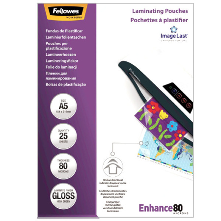 Пленка для ламинирования A5 Fellowes, 80 мкм, 25 шт., шт