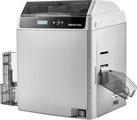 Настольный ретрансферный принтер пластиковых карт Dascom DC-7600: двусторонний, сублимационная ретрансферная печать, 600 точек на дюйм, 55 сек/карту; USB, USB2, Ethernet Настольный ретрансферный принтер пластиковых карт Dascom DC-7600: двусторонний, сублимационная ретрансферная печать, 600 точек на дюйм, 55 сек/карту; USB, USB2, Ethernet