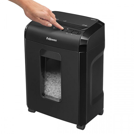 Шредер Fellowes® Powershred 450M, DIN P-5, 2х12мм, 9лст.,22лтр., уничт.: скобы, пл.карты, CD