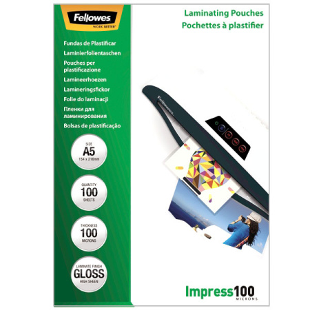 Пленка для ламинирования A5 Fellowes, 100 мкм, 100 шт., шт