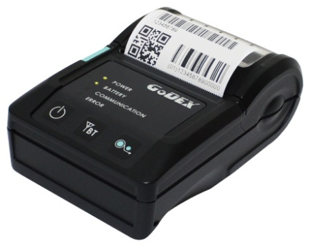 Принтер этикеток Godex MX30, мобильный, 203 DPI, ширина печати 3", интерфейс Bluetooth, RS232, USB Принтер этикеток Godex MX30, мобильный, 203 DPI, ширина печати 3", интерфейс Bluetooth, RS232, USB