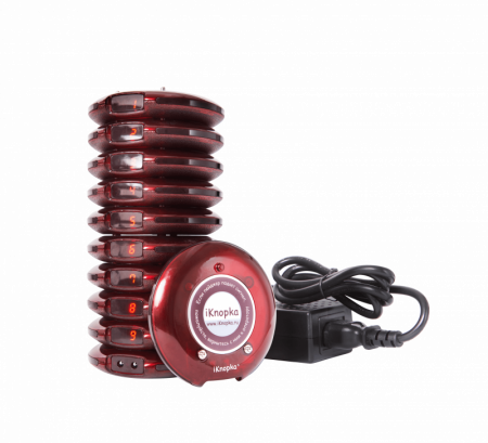Комплект из 10 пейджеров-приемников iKnopka R18 с зарядной станцией и БП