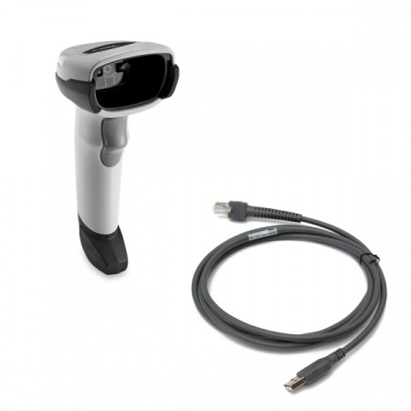 Проводной сканер Zebra DS 2208 1D/2D, белый, USB с кабелем. Подставка приобретается отдельно