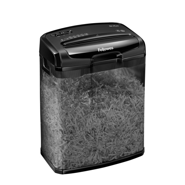 Шредер Fellowes® Powershred®  M-7Cm, DIN P-4,  4х35 мм, 7лст., 13лтр., сетчатая металл. корзина