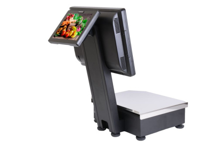 Весы с печатью этикетки POSCenter PC200C3V2 со вторым монитором покупателя 8,4" (15", емкостной, RAM 2Gb/HDD 500Gb) Windows 7, черный моноблок Flytech