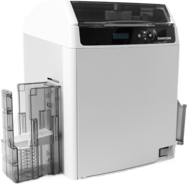 Настольный ретрансферный принтер пластиковых карт Dascom DC-7600: двусторонний, сублимационная ретрансферная печать, 600 точек на дюйм, 55 сек/карту; USB, USB2, Ethernet